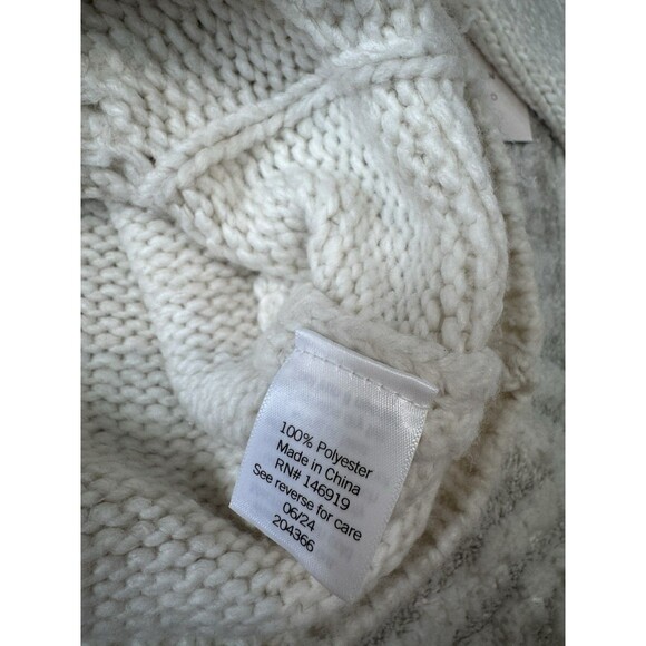 Women's LC Lauren Conrad Sweater Size Large White Cream Cable Knit Crewneck - Picture 11 of 13